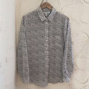 Avec Les Filles Long Sleeve Leopard Button Shirt